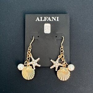 Alfani Gold Starfish and Shell Drop Earrings